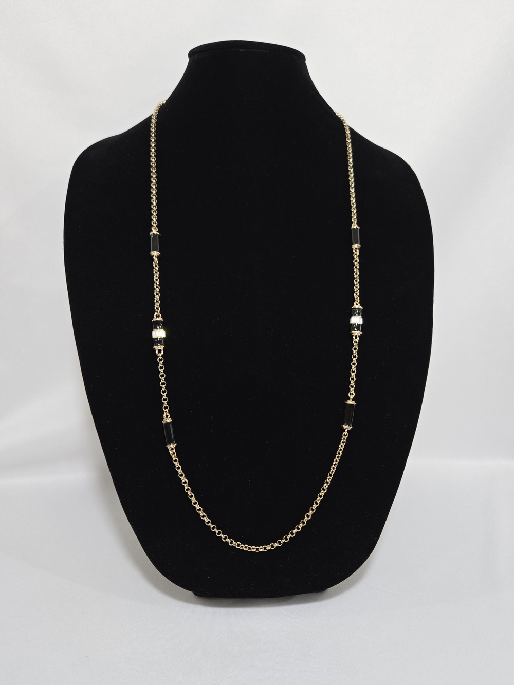 Anne klein Long Gold Station Chain Necklace with Bead Details #1065